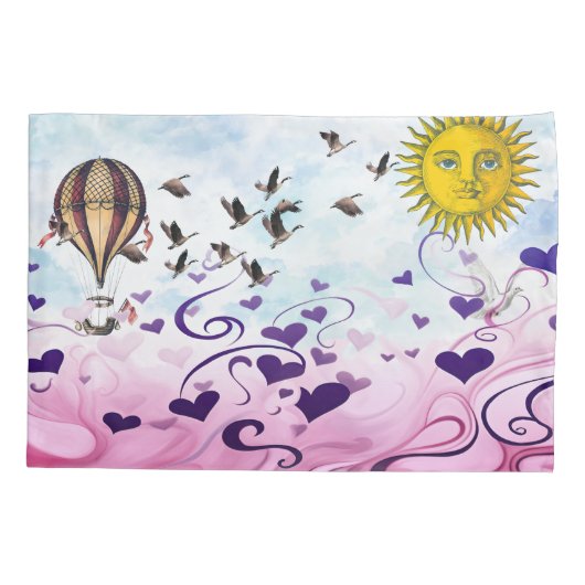 Hete luchtballon drijft over het Zee van liefde Kussensloop (Achterkant)