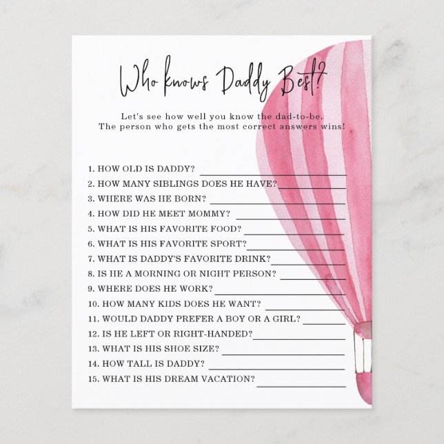 Hete luchtballon - Game Wie kent PAPA het beste (Voorkant)