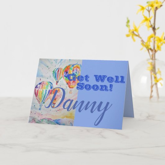 Hete luchtballon Get Well Soon betekent naam Kaart (Gele Bloem)