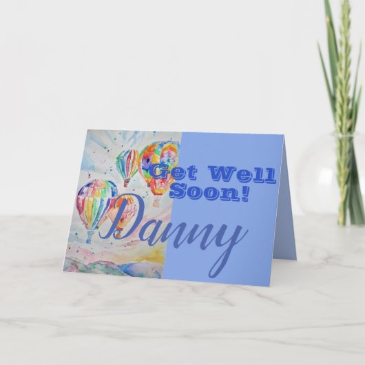 Hete luchtballon Get Well Soon betekent naam Kaart (Voorkant)