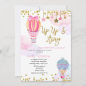 Hete Luchtballon Glitter Star Girl Baby shower Kaart (Voorkant)