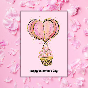 Hete luchtballon Happy Valentine's Day Kaart