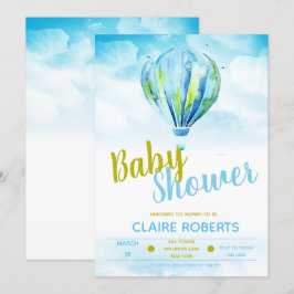 Hete luchtballon jongen baby douche uitnodigingen