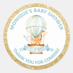 Hete Luchtballon Leuke Dieren Baby shower Gunsten Ronde Sticker