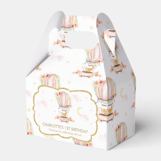 Hete Luchtballon Leuke Dieren Verjaardag Dank u Bedankdoosjes (Achterkant)