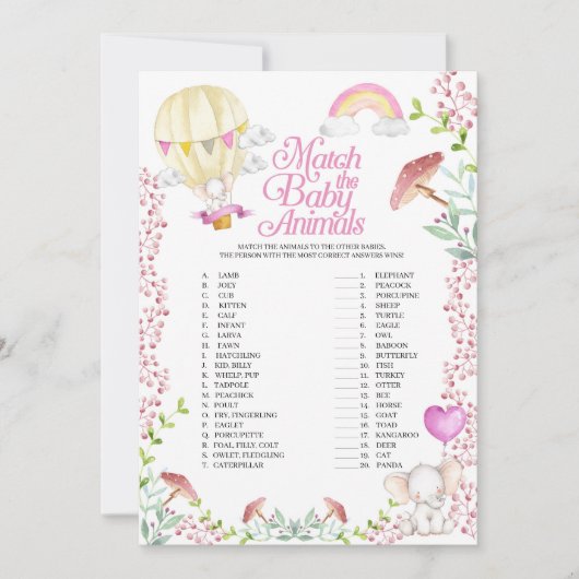 Hete luchtballon match met het spel van de baby di kaart (Voorkant)