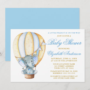 Hete Luchtballon Olifant Peanut Baby shower Kaart