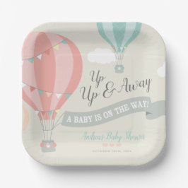 Hete Luchtballon omhoog & weg Baby shower Papieren Bordje