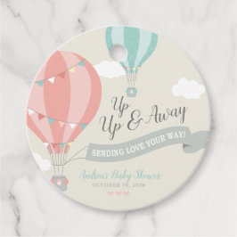 Hete Luchtballon Omhoog & weg Baby shower Rond Bedankjes Labels