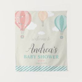 Hete luchtballon omhoog & weg Baby shower welkomst Wandkleed