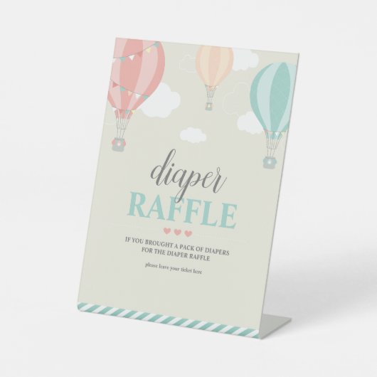 Hete Luchtballon omhoog & weg Luier Raffle Spel te Reclamebord Met Voetstuk (Voorkant)