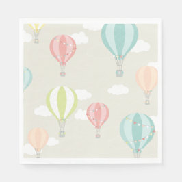Hete Luchtballon omhoog & weg Pastel Papier Servet