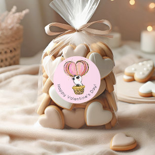 Hete Luchtballon Panda Gelukkige Valentijnsdag Ronde Sticker