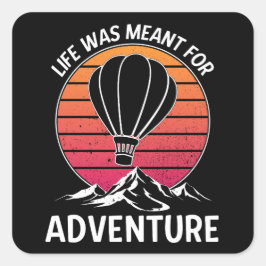 Hete Luchtballon  Retro Zonsondergang Avontuur Vierkante Sticker