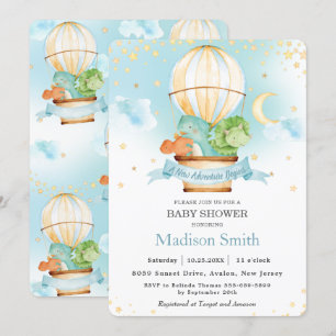 Hete Luchtballon Schattigee Dinosaurussen Boy Baby Kaart