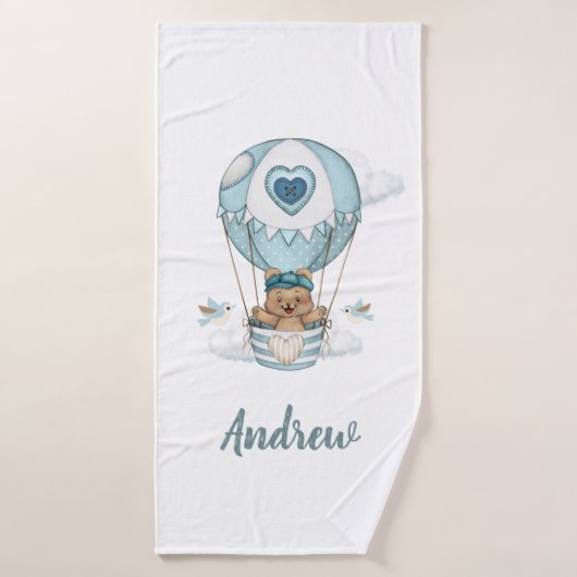 Hete Luchtballon Teddy Bear Cloud Bird Badhanddoek (Badhanddoek)
