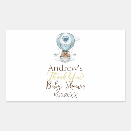 Hete Luchtballon Teddy Bear Cloud Bird Rechthoekige Sticker (Voorkant)