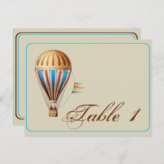 Hete Luchtballon Trouwtafelnummer Briefkaart (Voorkant / Achterkant)