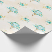 Hete Luchtballon Turquoise Gele Rozen Cadeaupapier (Hoek)