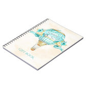 Hete Luchtballon Turquoise Gouden Gele Rozen Gift Notitieboek (Linkerzijde)