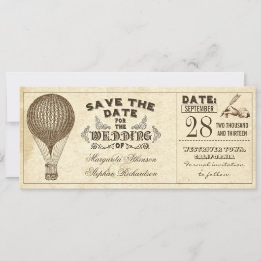 Hete luchtballon  typografie Save the Date (Voorkant)