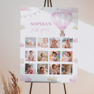 Hete Luchtballon Verjaardag 12 Foto Mijlpaal Poste Poster
