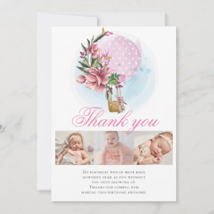 Hete Luchtballon Verjaardag Fotocollage Dank u Bedankkaart