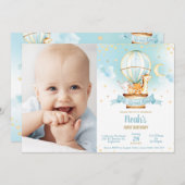 Hete Luchtballon Verjaardag Schattige Oerwoud Dier Kaart (Voorkant / Achterkant)