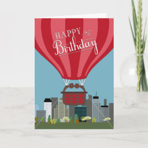 Hete luchtballon voor de Skyline Birthday Kaart