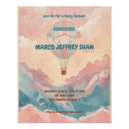 Hete Luchtballon Waterverf Baby shower Perfect Poster