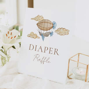 Hete Luchtballon Witte Baby shower Luier Raffle Reclamebord Met Voetstuk