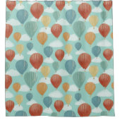 Hete Luchtballonnen en Witte Wolken Patterned Douchegordijn (Voorkant)