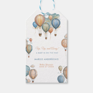 Hete Luchtballonnen Pastel Boy Reizen Baby shower Cadeaulabel