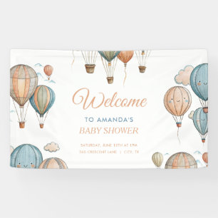 Hete Luchtballonnen Pastel Boy Reizen Baby shower Spandoek