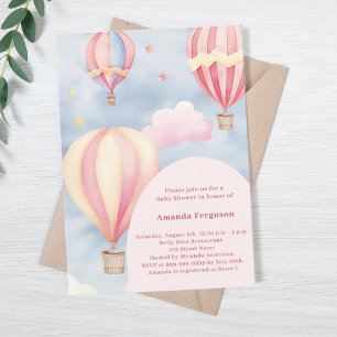 Hete luchtballonnen roze meisje Baby shower Kaart