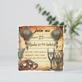 Hete Luchtballonnen Steampunk Goggles Viering Kaart (Staand voorkant)