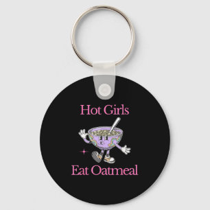 Hete Meisjes Eten Havermout Funny Design Sleutelhanger
