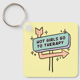 Hete Meisjes Gaan Naar Therapie Retro Bord Sleutelhanger