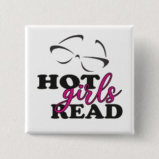 Hete Meisjes Lezen Vierkante Knop Button 5,1 Cm
