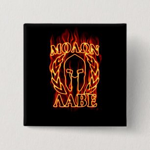 Hete Molon Labe Krijger Masker Lauwerkransen in br Vierkante Button 5,1 Cm
