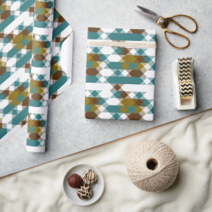 hete mosterd, vervaagde jade, wit en nootmuskaat cadeaupapier