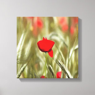 Hete papaver acrylverf canvas afdruk