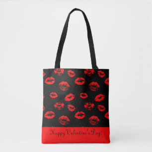 Hete rode lippen / kusjes canvas tas