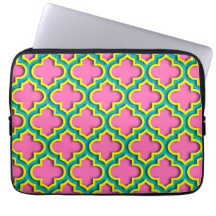 Hete Roze #2, Gele, Blauwgroen Marokkaanse Laptop Sleeve