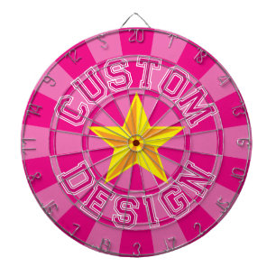 Hete Roze Aangepaste Ontwerp Tekst met Gele Ster Dartbord