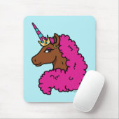 Hete Roze Afro Eenhoorn Muismat (Met muis)