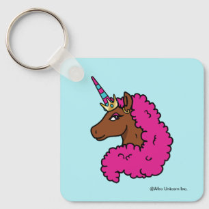 Hete Roze Afro Eenhoorn Sleutelhanger
