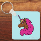Hete Roze Afro Eenhoorn Sleutelhanger (Voorkant)