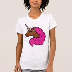 Hete Roze Afro Eenhoorn T-shirt