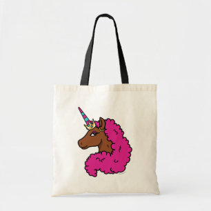 Hete Roze Afro Eenhoorn Tote Bag